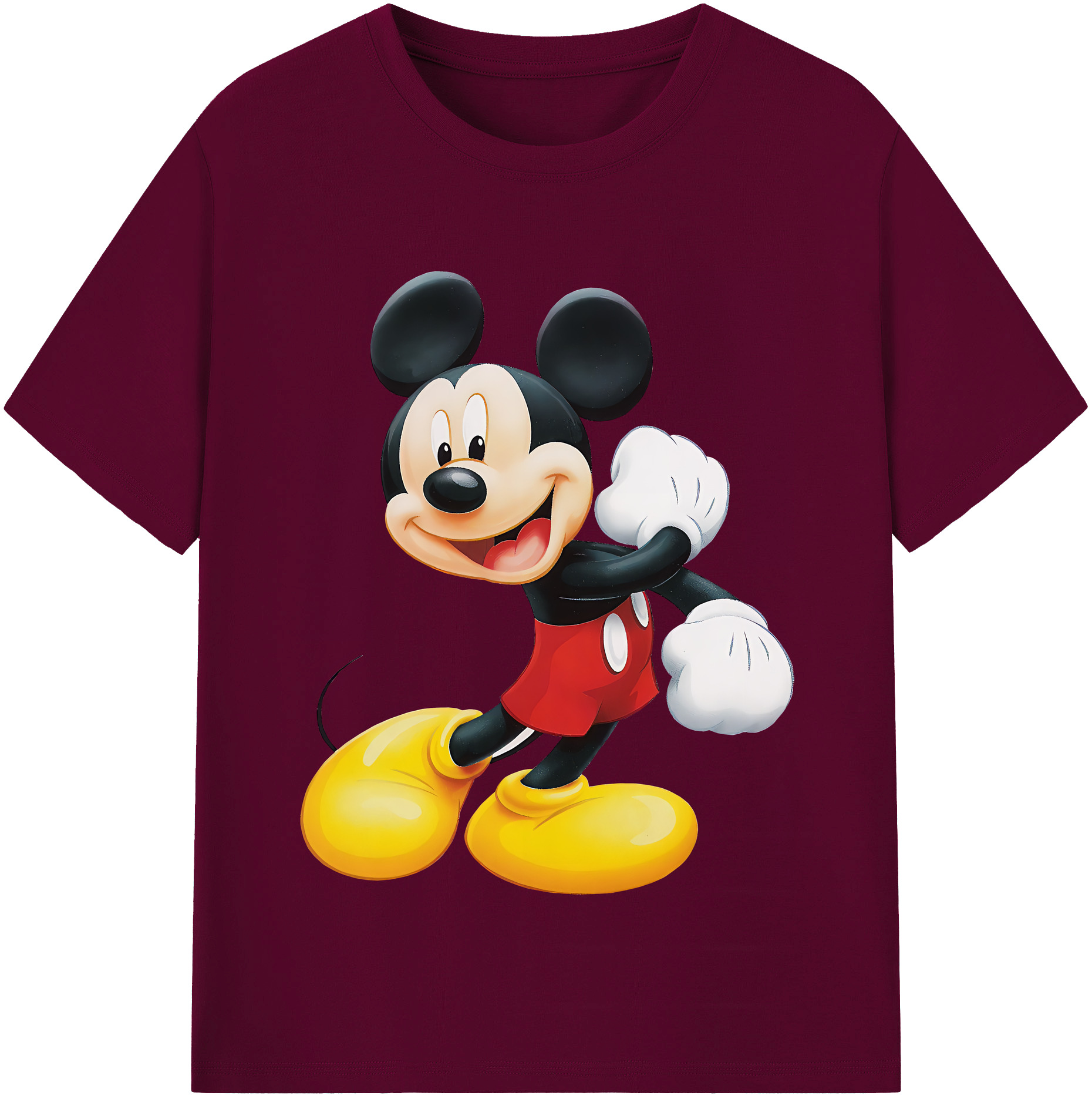 （画像用） ミッキーマウス Mickey Mouse レディースカジュアルプリントTシャツ（綿100％）